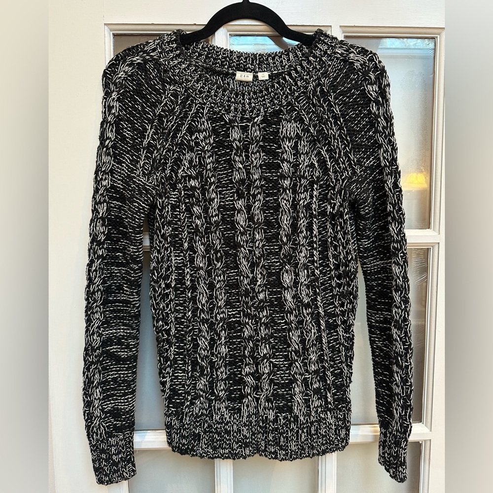 Gap Y2K Preppy Chic Chunky Black & White Cable Open Knit Sweater Women’s Size XS